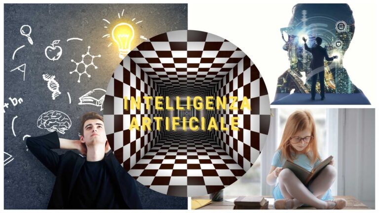 Il titolo Intelligenza artificiale cambia il mondo sopra a un visual composto da tre immagini: una a rappresentazione della coscienza umana, una dell'intelligenza artificiale e una della creatività